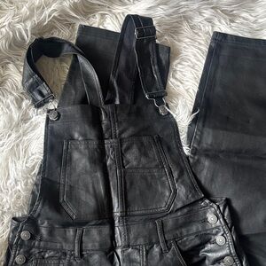 Free People Faux Leather Overalls